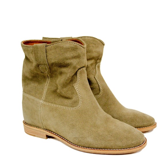Isabel Marant Etoile Crisi Suede Ankle Boots Taupe Western Women's Size 37 - Picture 2 of 13